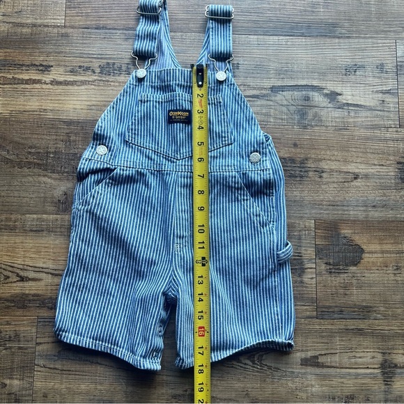 Oshkosh B’Gosh Vintage Baby Boy Blue and White Striped Shortalls Size 3t - Picture 4 of 7